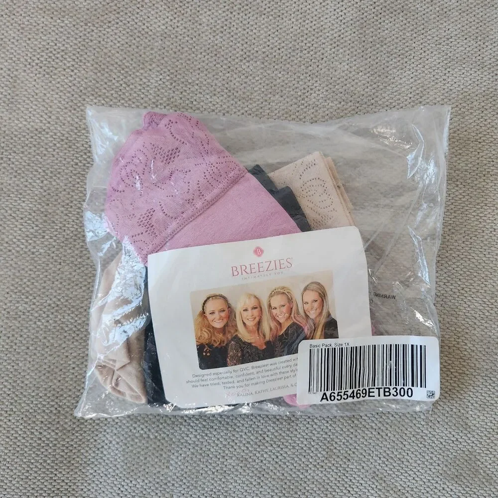 Breezies‎ 1X Modern Micro Hi Cut Brief Underwear 3 Pack Black Pink Beige Multi